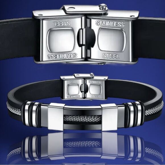 💎OS04 👫.Gorgeous Unisex Stainless Steel & Titanium Healing Bracelet - Picture 12 of 17